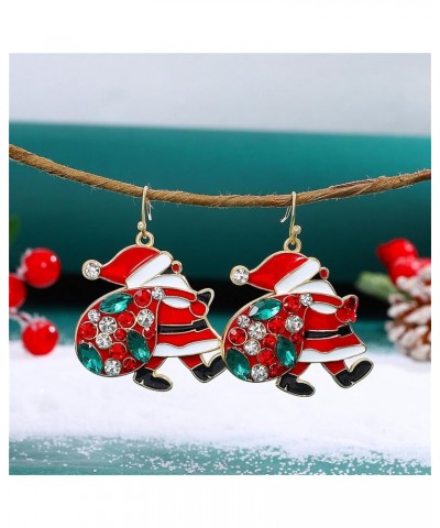 Christmas Earrings for Women Girls Christmas Santa Claus Rhinestone Drop Dangle Earrings Creative Fashion Christmas Tree Dang...