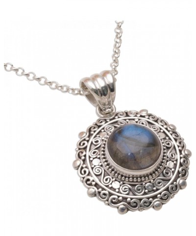 Handmade .925 Sterling Silver Labradorite Pendant Necklace from Bali Indonesia Gemstone 'Frangipani Secrets' $29.67 Necklaces