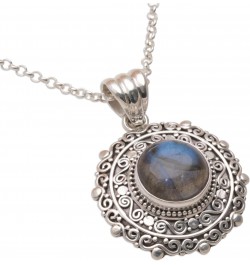 Handmade .925 Sterling Silver Labradorite Pendant Necklace from Bali Indonesia Gemstone 'Frangipani Secrets' $29.67 Necklaces