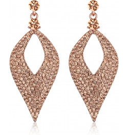 Women's Bohemian Boho Crystal Hollow Leaf Chandelier Dangle Earrings Peach Morganite Color Rose-Gold-tone $10.91 Earrings