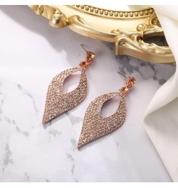 Women's Bohemian Boho Crystal Hollow Leaf Chandelier Dangle Earrings Peach Morganite Color Rose-Gold-tone $10.91 Earrings