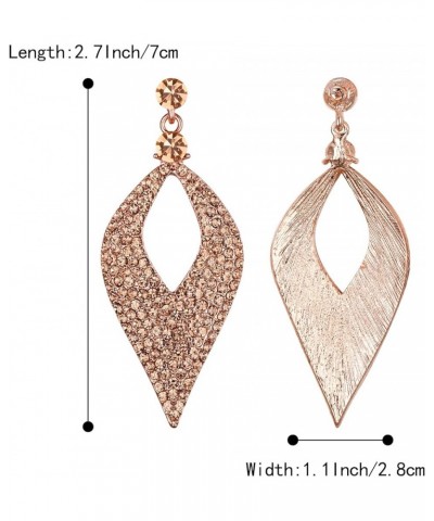 Women's Bohemian Boho Crystal Hollow Leaf Chandelier Dangle Earrings Peach Morganite Color Rose-Gold-tone $10.91 Earrings