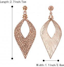 Women's Bohemian Boho Crystal Hollow Leaf Chandelier Dangle Earrings Peach Morganite Color Rose-Gold-tone $10.91 Earrings