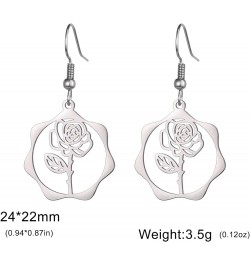 Birth Flower Earrings Stainless Steel Birth Month Floral Drop Dangle Earrings Birthday Wildflower Jewellery Gifts for Women G...