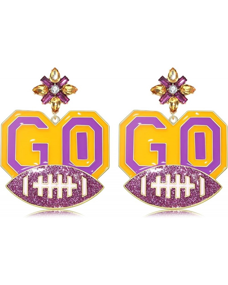 Football Earrings for Women Dangling Rhinestone Go Football Gameday Earrings Fun Sports Team Dangle Drop Earrings Statement C...