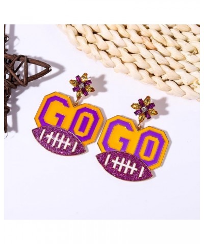 Football Earrings for Women Dangling Rhinestone Go Football Gameday Earrings Fun Sports Team Dangle Drop Earrings Statement C...