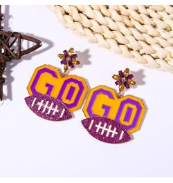 Football Earrings for Women Dangling Rhinestone Go Football Gameday Earrings Fun Sports Team Dangle Drop Earrings Statement C...