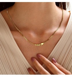 Custom Name Necklace - 18K Gold Plated Stainless Steel Nameplate Necklaces, Dainty Gift for Mother Girlfriend, with Jewelry B...