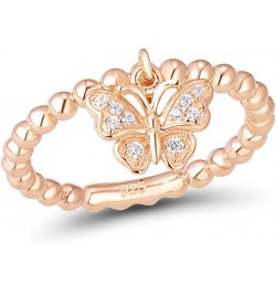 925 Sterling Silver Dangle Ring Cubic Zirconia Jewelry for Women (Butterfly, Rose Gold Plated) $12.50 Rings