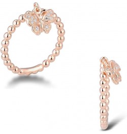 925 Sterling Silver Dangle Ring Cubic Zirconia Jewelry for Women (Butterfly, Rose Gold Plated) $12.50 Rings