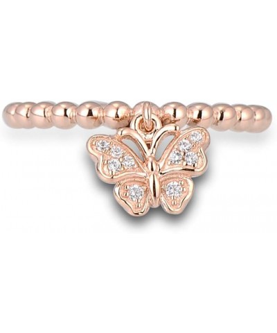 925 Sterling Silver Dangle Ring Cubic Zirconia Jewelry for Women (Butterfly, Rose Gold Plated) $12.50 Rings