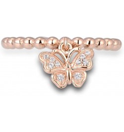 925 Sterling Silver Dangle Ring Cubic Zirconia Jewelry for Women (Butterfly, Rose Gold Plated) $12.50 Rings