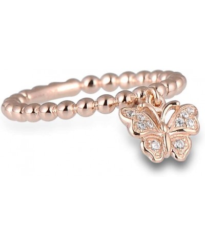 925 Sterling Silver Dangle Ring Cubic Zirconia Jewelry for Women (Butterfly, Rose Gold Plated) $12.50 Rings