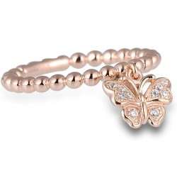 925 Sterling Silver Dangle Ring Cubic Zirconia Jewelry for Women (Butterfly, Rose Gold Plated) $12.50 Rings