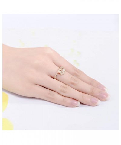 925 Sterling Silver Dangle Ring Cubic Zirconia Jewelry for Women (Butterfly, Rose Gold Plated) $12.50 Rings