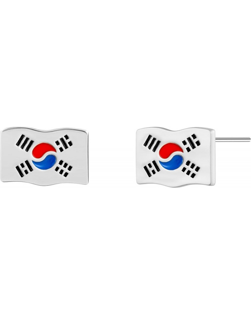 Flag Country Travel Stud Earrings Jewelry with Enamel & 925 Sterling Silver Back Posts South Korea $18.19 Earrings