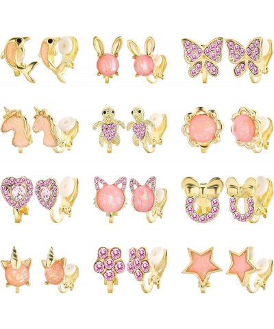 12 Pairs Clip On Earrings for Women Cute Earrings Crystal Earrings Pearl Earrings Charming Fashion Earrings Non Piercing Clip...