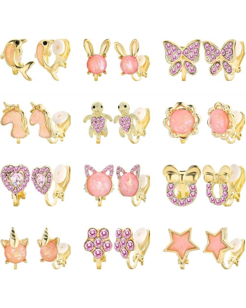 12 Pairs Clip On Earrings for Women Cute Earrings Crystal Earrings Pearl Earrings Charming Fashion Earrings Non Piercing Clip...