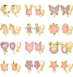 12 Pairs Clip On Earrings for Women Cute Earrings Crystal Earrings Pearl Earrings Charming Fashion Earrings Non Piercing Clip...