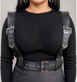 Leather Body Chain Adjustable Waist Chain Belt,Gothic Fashion Waist Belt for Women Black-7 $11.04 Body Jewelry