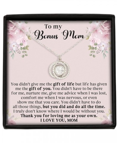 To My Bonus Mom Necklace, Jewelry 925 Sterling Silver, Gift for Mom Mother's Day Birthday from Daughter, Son, Necklace Gift F...