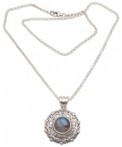 Handmade .925 Sterling Silver Labradorite Pendant Necklace from Bali Indonesia Gemstone 'Frangipani Secrets' $29.67 Necklaces