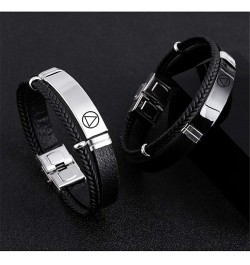 Personalized AA NA Sobriety Gifts for Women Men,Stainless Steel Leather Narcotics Alcoholics Anonymous Addiction Bracelets Ba...