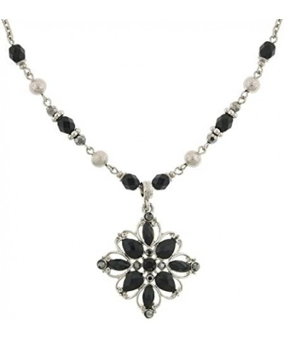 2028 Jewelry Black Flower Pendant Necklace For Women 16" + 3" Extender $21.50 Necklaces