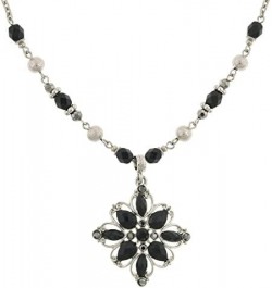 2028 Jewelry Black Flower Pendant Necklace For Women 16" + 3" Extender $21.50 Necklaces