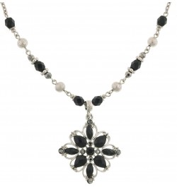 2028 Jewelry Black Flower Pendant Necklace For Women 16" + 3" Extender $21.50 Necklaces