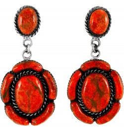 Turquoise Earrings 925 Sterling Silver & Genuine Gemstone LARGE-Coral $41.16 Earrings