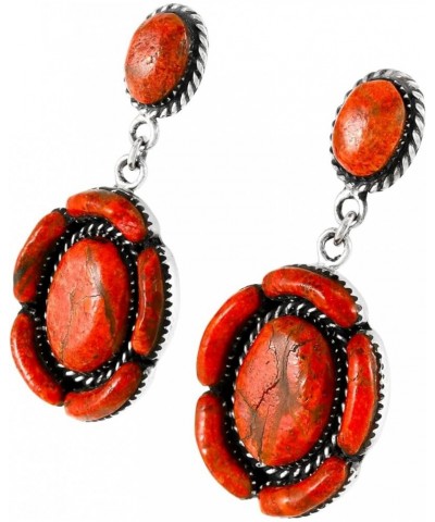 Turquoise Earrings 925 Sterling Silver & Genuine Gemstone LARGE-Coral $41.16 Earrings