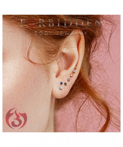 16g 6mm-8mm Internally Threaded Surgical Steel Tragus, Helix Earring and Labret Stud with 2mm CZ Top 8mm Length, Blue CZ $7.6...