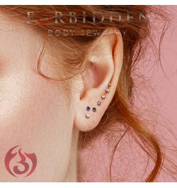 16g 6mm-8mm Internally Threaded Surgical Steel Tragus, Helix Earring and Labret Stud with 2mm CZ Top 8mm Length, Blue CZ $7.6...