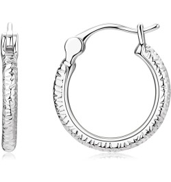 18K Gold Plated Hoop Earrings, 925 Sterling Silver Fancy Hand Engraved Hypoallergenic Round Diamond Cut Huggie Earrings for W...