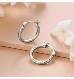 18K Gold Plated Hoop Earrings, 925 Sterling Silver Fancy Hand Engraved Hypoallergenic Round Diamond Cut Huggie Earrings for W...