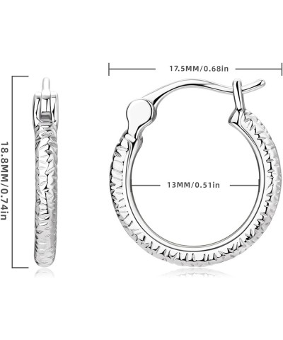 18K Gold Plated Hoop Earrings, 925 Sterling Silver Fancy Hand Engraved Hypoallergenic Round Diamond Cut Huggie Earrings for W...