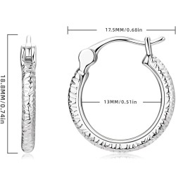 18K Gold Plated Hoop Earrings, 925 Sterling Silver Fancy Hand Engraved Hypoallergenic Round Diamond Cut Huggie Earrings for W...