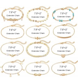 12Pcs Ankle Bracelets for Women Girls Gold Silver Two Style Chain Beach Anklet Bracelet Jewelry Anklet Set,Adjustable Size B:...