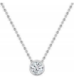 Round Lab Grown White Diamond Solitaire Bezel Set Pendant for Women in 14K Gold 1.50 Carat Silver Chain White Gold $258.27 Ne...