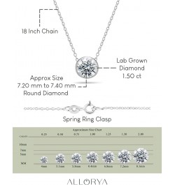 Round Lab Grown White Diamond Solitaire Bezel Set Pendant for Women in 14K Gold 1.50 Carat Silver Chain White Gold $258.27 Ne...