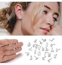 925 Sterling Silver Lowercase Letter A-Z Initial Stud Earrings for Women Girls Hypoallergenic (with Gift Box) x $9.17 Earrings