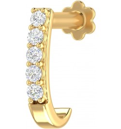 0.06 to 0.13 Carat 5-Stones Diamond Nose Pin Open Hoop in 18K Gold (SI1-SI2 Clarity) - IGI Certified Yellow Gold 0.06 carats ...