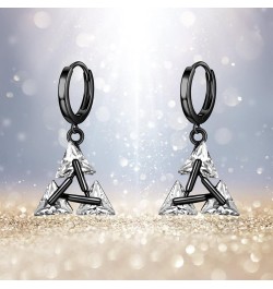 Sterling Silver Black Hanging Cross/Lightning/Heart/triangle Hoop Earrings for Men Women F-Black CZ earrings $15.11 Earrings