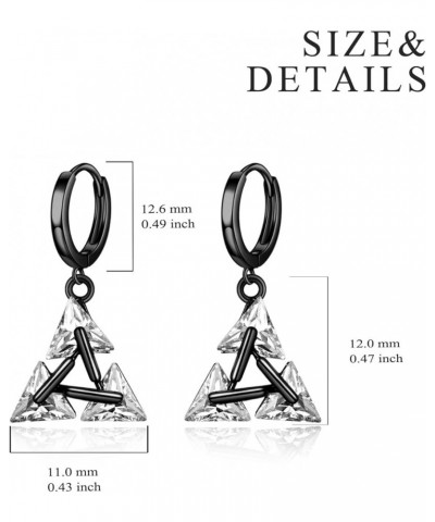 Sterling Silver Black Hanging Cross/Lightning/Heart/triangle Hoop Earrings for Men Women F-Black CZ earrings $15.11 Earrings