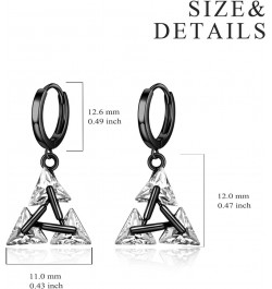 Sterling Silver Black Hanging Cross/Lightning/Heart/triangle Hoop Earrings for Men Women F-Black CZ earrings $15.11 Earrings