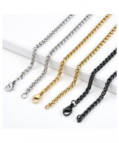 Stainless Steel Chain for Mens Gold Black and Steel natural color 3mm 4mm 5mm Steel natural color $6.69 Necklaces