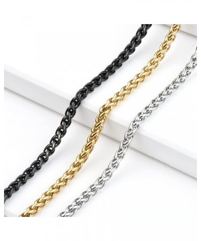 Stainless Steel Chain for Mens Gold Black and Steel natural color 3mm 4mm 5mm Steel natural color $6.69 Necklaces