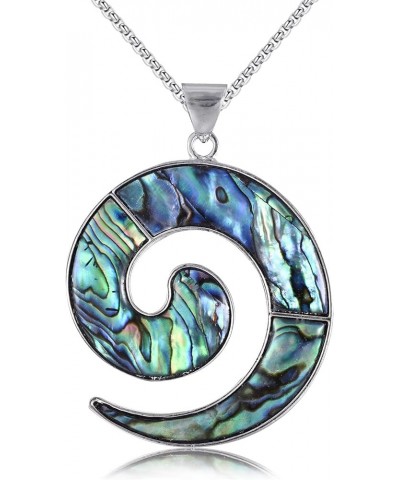 Spiral/Palm/Bat/Sea Shell/Leaf/Pendant Necklace for Women Abalone Shell Pendant Stainless Steel Jewelry Mother's Day Birthday...