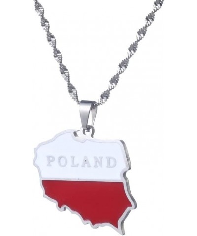 Polska Map Flag Pendant for Women Poland Chain Polish Neckalces Silver $8.10 Necklaces